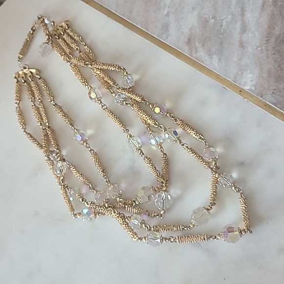 Vintage Jewelry - Vintage Vendome Aurora Borealis Brutalist Necklace